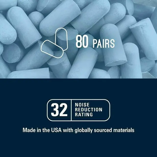 Alt view image 3 of 7 - Disposable Earplugs For Quiet, Studying & Sleep, 80 Pairs (160 Plugs), Noise Reduction Rating (NRR) 32 dB, Comfortable All Night Long, Light Blue Ear Plugs, Come In Resealable Bag (EPQS-80B-SIOC)