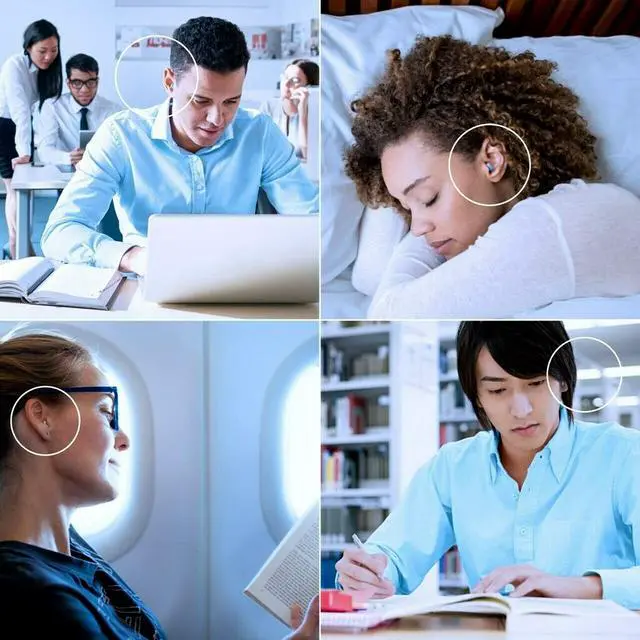 Alt view image 6 of 7 - Disposable Earplugs For Quiet, Studying & Sleep, 80 Pairs (160 Plugs), Noise Reduction Rating (NRR) 32 dB, Comfortable All Night Long, Light Blue Ear Plugs, Come In Resealable Bag (EPQS-80B-SIOC)