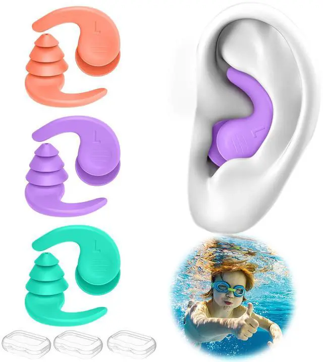 Main image of Kids Swimming Ear Plugs,3 Pairs Waterproof Reusable Silicone Child Swim Earplugs for Swimming Surfing Bathing Showering,Small Children Water Ear Plugs Suitable for Boys and Girls (Kids 4-12 Years Old)
