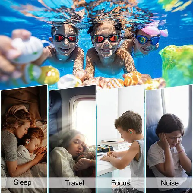 Alt view image 3 of 7 - Kids Swimming Ear Plugs,3 Pairs Waterproof Reusable Silicone Child Swim Earplugs for Swimming Surfing Bathing Showering,Small Children Water Ear Plugs Suitable for Boys and Girls (Kids 4-12 Years Old)