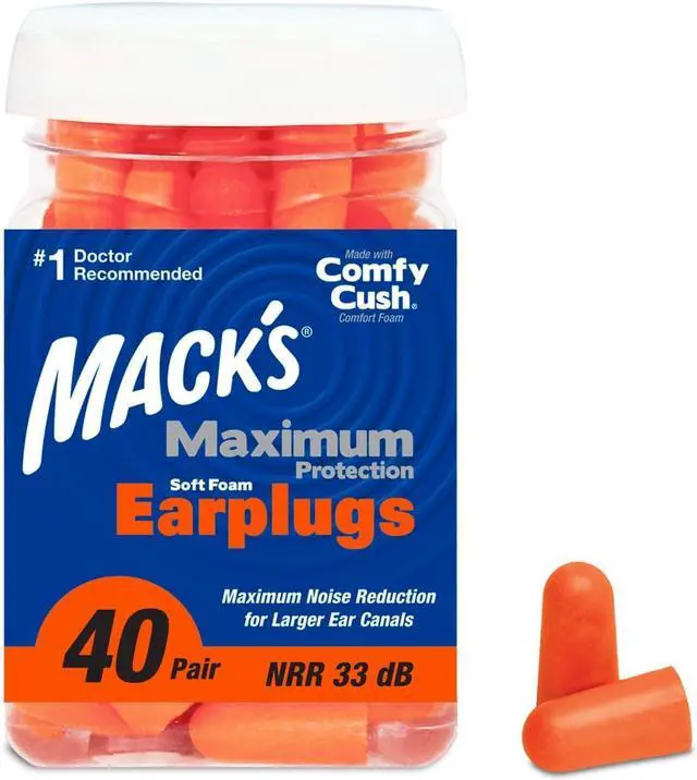 Main image of Maximum Protection Soft Foam Earplugs 40 Pair, 33 dB Highest NRR Comfortable Ear Plugs for Sleeping, Snoring, Loud Concerts, Motorcycles and Power Tools | Made in USA