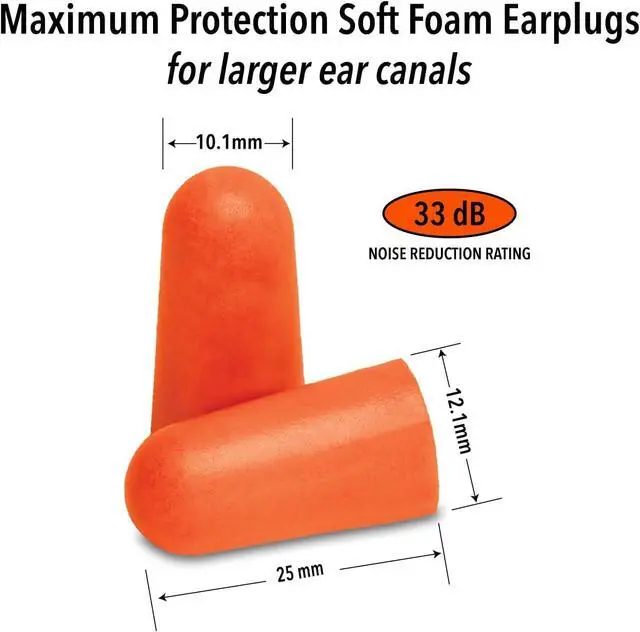 Alt view image 2 of 7 - Maximum Protection Soft Foam Earplugs 40 Pair, 33 dB Highest NRR Comfortable Ear Plugs for Sleeping, Snoring, Loud Concerts, Motorcycles and Power Tools | Made in USA