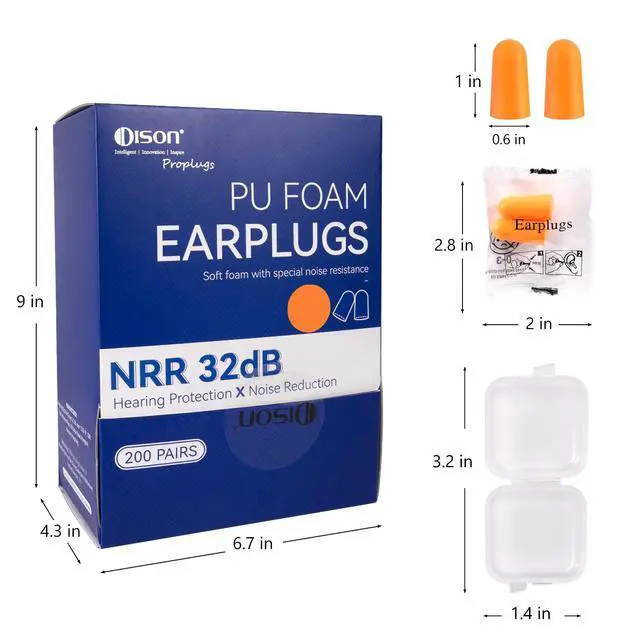 Alt view image 5 of 7 - 200Pairs Foam Ear Plugs for Sleeping,32dB,Orange | Disposable Noise Reduction Earplugs,Bulk Ear Plugs for Shooting Range, Work, Travel,Concert