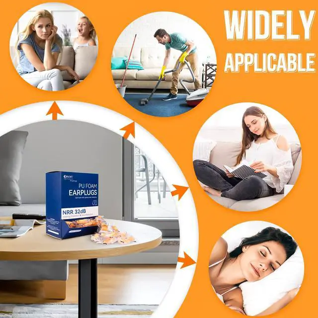 Alt view image 7 of 7 - 200Pairs Foam Ear Plugs for Sleeping,32dB,Orange | Disposable Noise Reduction Earplugs,Bulk Ear Plugs for Shooting Range, Work, Travel,Concert