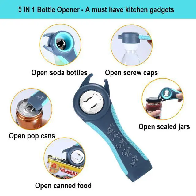 Alt view image 7 of 7 - Jar Opener for Weak Hands, Seniors with Arthritis, 5 in 1 Bottle Opener | Multi-use Lid Opener Set with Non-slip Rubber Gripper Pad & Wine Opener, Great for Senior Parents, Grandparents or Loved Ones