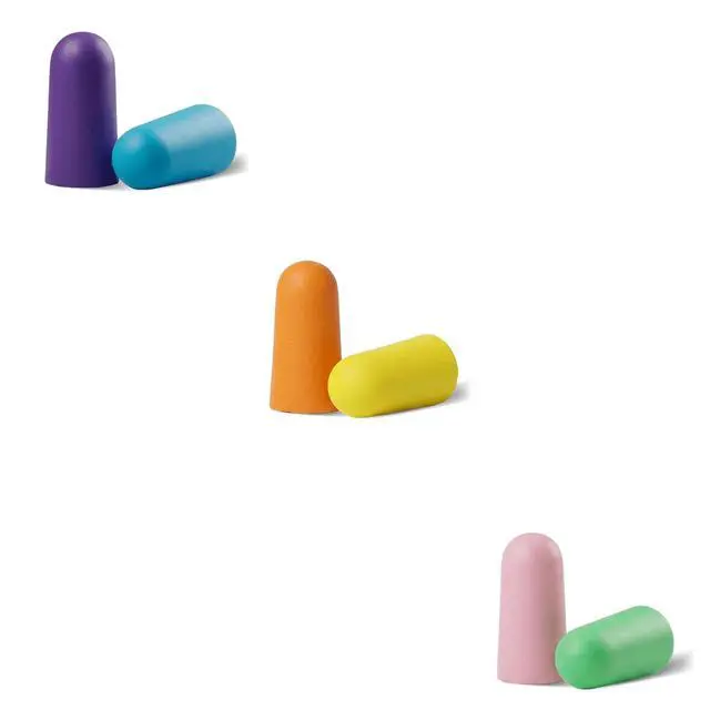 Alt view image 5 of 7 - Soft Foam Earplugs, 33 dB NRR, 6 Pair 12 Ear Plugs, Maximum Protection for Sleeping; Silence Snoring, Airplanes, Airports, Power Tools, Phone Conversations, Loud Work Environments (Neon)