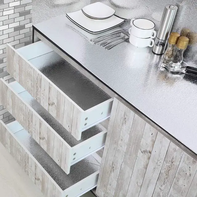 Alt view image 6 of 6 - Kitchen Backsplash Wallpaper Peel and Stick Aluminum Foil Contact Paper Self Adhesive Oil-Proof Heat Resistant Wall Sticker for Countertop Drawer Liner Shelf Liner (15.74x118.11inches)