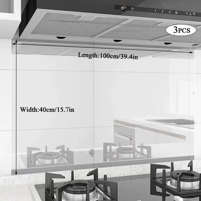 Alt view image 2 of 7 - Clear Contact Paper Peel and Stick, 3PCS 1M Contact Transparent Oil-Proof Wall Protector Sticker, Waterproof Clear Backsplash Protector for Kitchen, Wallpaper Countertop Covers Protection