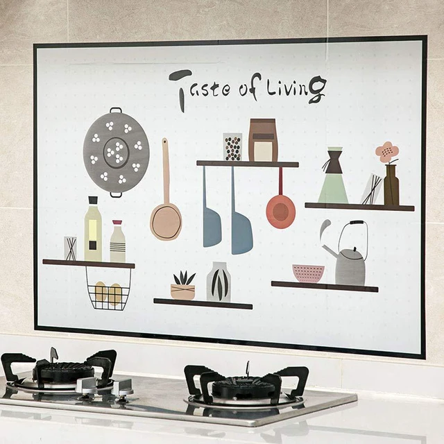 Main image of Oil Proof Wall Stickers Wallpaper Kitchen Backsplash Wall Sticker | Protector Tools Pattern Waterproof Heat Resistant Tabletop Self-Adhesive Sticker for Kitchen Dining Room Wood Countertop