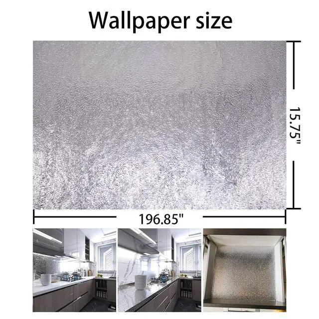 Alt view image 6 of 7 - 16"x197" Silver Contact Paper Metallic Look kitchen Peel Stick Wallpaper | Oil Proof Waterproof Aluminum Foil Wall Sticker Vinyl Wrap Removable Heat Resistant Shelf Liner Wall Paper for Backsplash