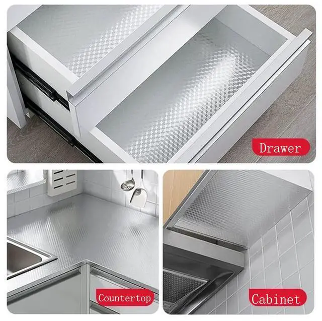 Alt view image 2 of 7 - Kitchen Backsplash Wallpaper Oil Proof Sticker Aluminum Foil Contact Paper | Silver Self-Adhesive Shelf Liner Cabinet Liner Waterproof and Heat Resistant Peel and Stick Wallpaper (15.7X197 Inches)