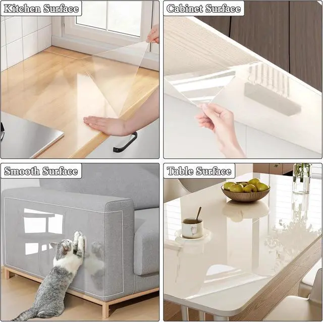 Alt view image 6 of 7 - Kitchen Oil Proof Clear Wall Protector Film, 15.7x118 Clear Contact Paper Peel and Stick, Self-Adhesive Transparent Backsplash Sticker Roll, Heat-Resistant Vinyl Film Wallpaper Protection for Cabinet