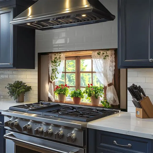 Alt view image 3 of 7 - Kitchen Wallpaper Self Adhesive Oil Proof Sticker Waterproof Backsplash Wall Protector Film Removable Paper for Cupboard 30 X 16 inch (Window 2, 30L x16W)