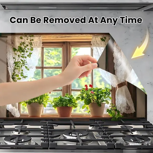 Alt view image 5 of 7 - Kitchen Wallpaper Self Adhesive Oil Proof Sticker Waterproof Backsplash Wall Protector Film Removable Paper for Cupboard 30 X 16 inch (Window 2, 30L x16W)