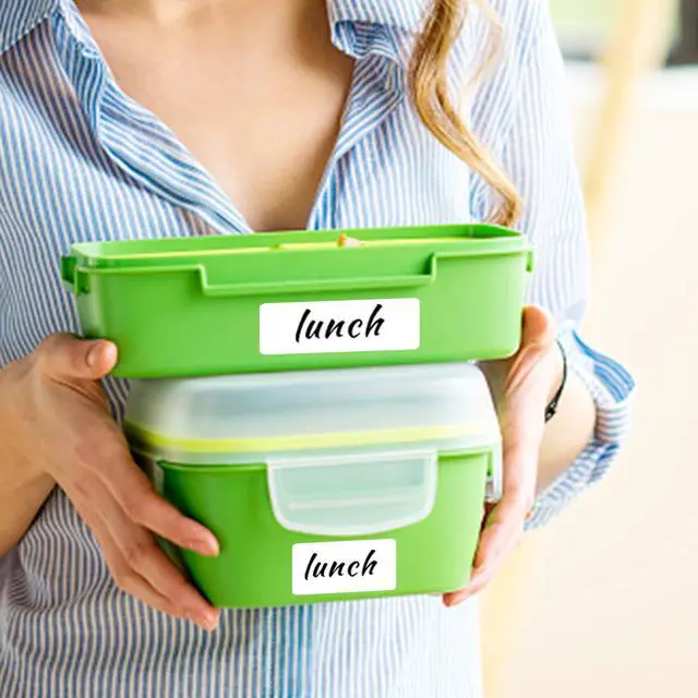 Alt view image 6 of 6 - Two Sizes Mixed Pack, Removable Quick-Drying Stickers, Waterproof, Oil-Proof, Tear-Resistant Multi-Purpose Labels (1''*2'' & 1''*3'', White)