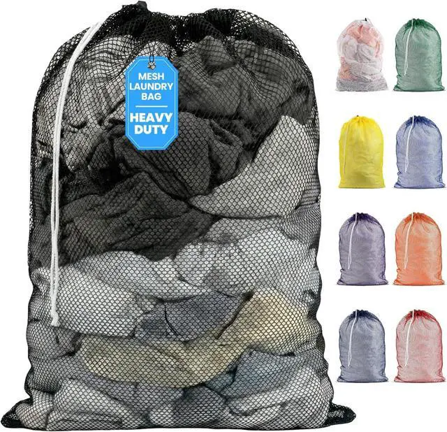 Main image of Mesh XL Laundry Bag 24"x36", Heavy Duty Drawstring, Black | Machine Washable, Secure Drawstring, For Delicates, Travel & Storage - College Dorms, Laundromats, Apartments