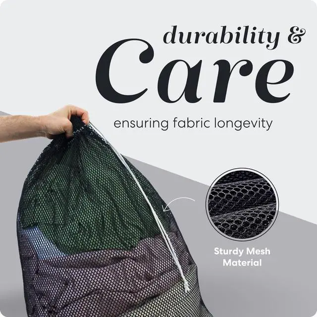 Alt view image 4 of 7 - Mesh XL Laundry Bag 24"x36", Heavy Duty Drawstring, Black | Machine Washable, Secure Drawstring, For Delicates, Travel & Storage - College Dorms, Laundromats, Apartments