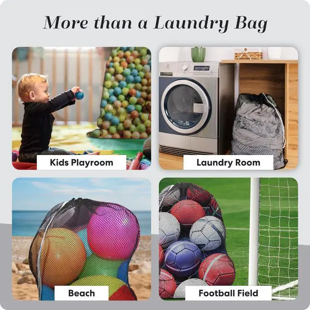 Alt view image 7 of 7 - Mesh XL Laundry Bag 24"x36", Heavy Duty Drawstring, Black | Machine Washable, Secure Drawstring, For Delicates, Travel & Storage - College Dorms, Laundromats, Apartments