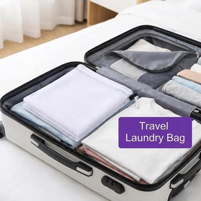 Alt view image 4 of 7 - 6 Pack Mesh Laundry Bag with Drawstring Closure, 24" x 36" Heavy Duty Extra Large Laundry Bags for Travel, Storage, College, Dorm and Apartment Dwellers, Machine Washable