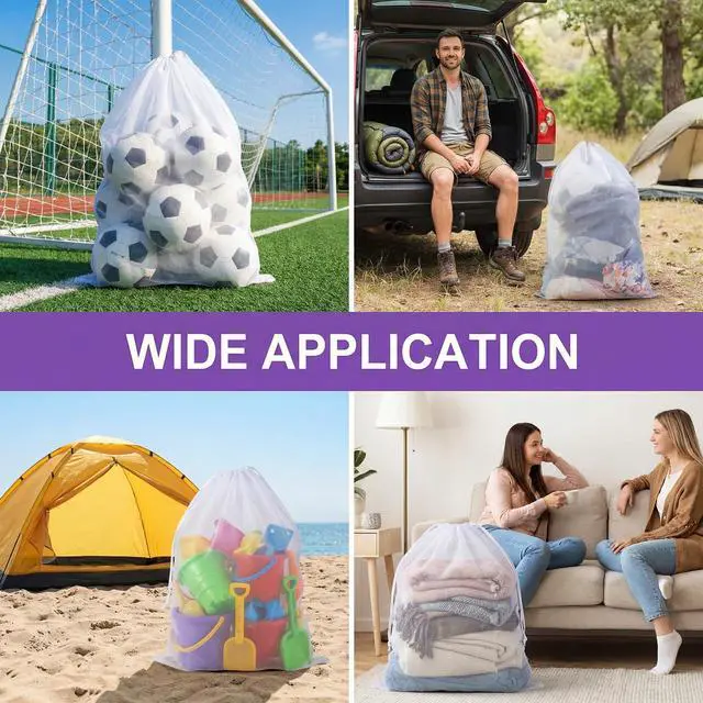 Alt view image 7 of 7 - 6 Pack Mesh Laundry Bag with Drawstring Closure, 24" x 36" Heavy Duty Extra Large Laundry Bags for Travel, Storage, College, Dorm and Apartment Dwellers, Machine Washable