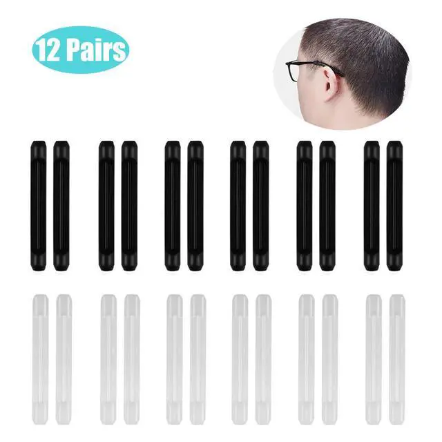 Alt view image 2 of 6 - 12 pairs Eyeglasses Ear Grip, Silicone Ear Hooks Anti-slip Holder Temple Tips Sleeve Retainer for Sunglasses, Reading Glasses, Sports Glasses Belt