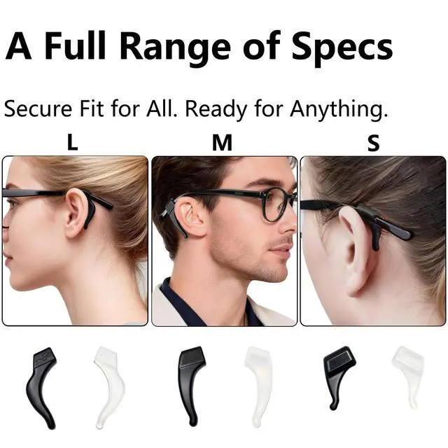 Alt view image 4 of 6 - 6 Pairs 3 Different Sizes Silicone Eyeglass Ear Grips - Anti-Slip Holder Hooks for Sports, Sunglasses & Reading Glasses - Comfortable Sleeve Retainers