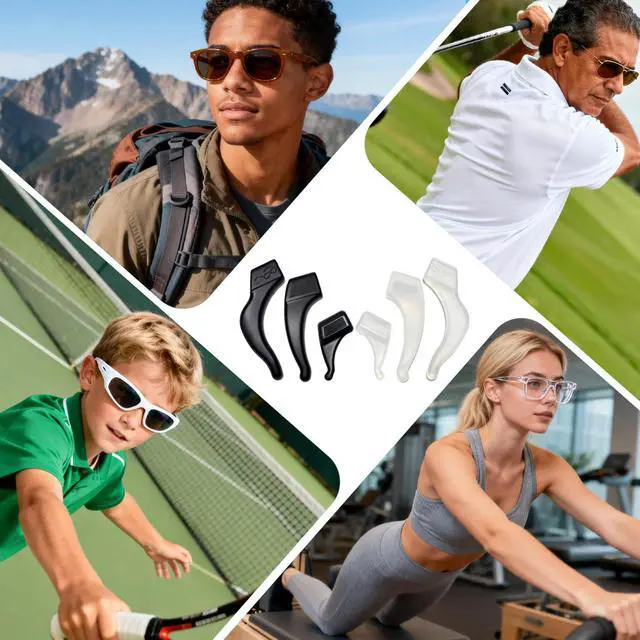 Alt view image 6 of 6 - 6 Pairs 3 Different Sizes Silicone Eyeglass Ear Grips - Anti-Slip Holder Hooks for Sports, Sunglasses & Reading Glasses - Comfortable Sleeve Retainers
