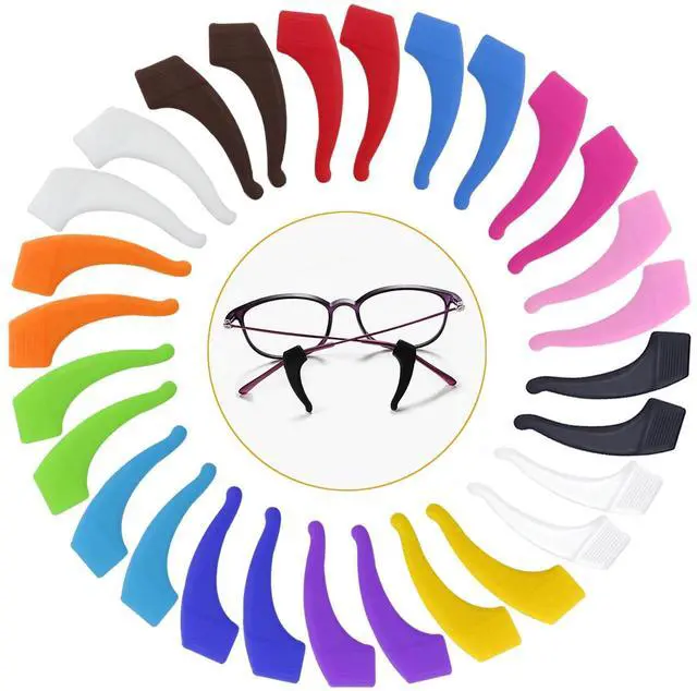 Main image of 20 Pairs Multicolored Anti-slip Eyeglass Ear Grips Hook, Kids and Adults Sport Eyeglass Strap Holder, Eyewear Retainer with Box, Silicone Anti Slip Holder for Glasses for Eyeglass Temple Tip