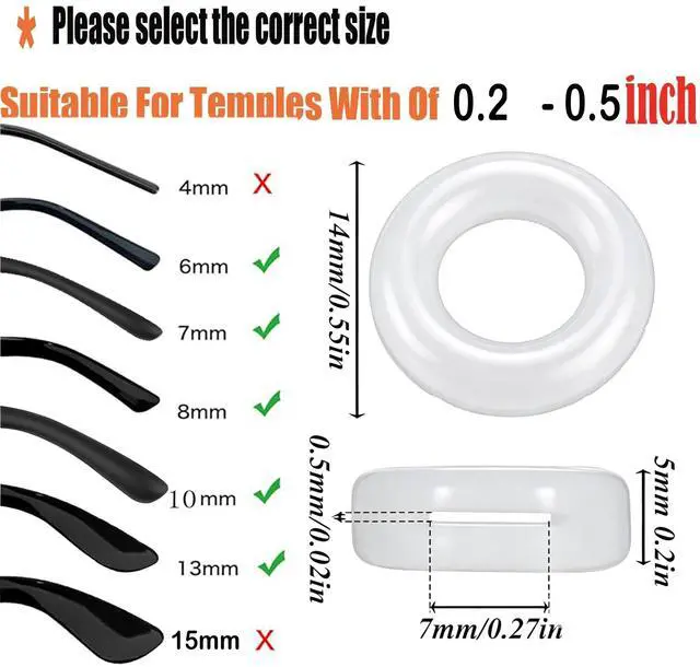 Alt view image 3 of 7 - Glasses Ear Grip, Silicone Ear Hook & Ear Grippers, Anti-Slip Eyeglasses Temple Sleeve Retainer Holder, Accessories for Sports Glasses, Sunglasses, Reading Glasses, 12 Pairs (Clear1)