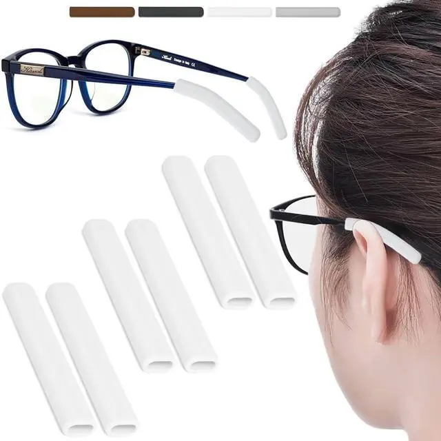 Main image of Silicone Glasses Ear Cushion, Anti-Slip Eyeglasses Temple Tip, 3Pairs White | Soft Rubber Eyeglasses Ear Pads for Pain Relief, Non-Slip Ear Grips, Eye Glasses Ear Grippers for Sports & Daily Reading