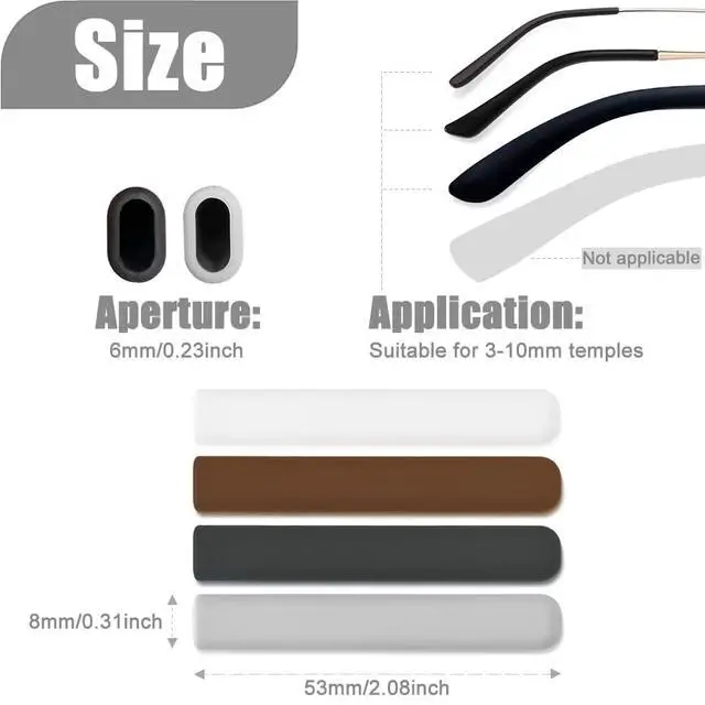 Alt view image 2 of 6 - Silicone Glasses Ear Cushion, Anti-Slip Eyeglasses Temple Tip, 2Pairs Black | Soft Rubber Eyeglasses Ear Pads for Pain Relief, Non-Slip Ear Grips, Eye Glasses Ear Grippers for Sports & Daily Reading
