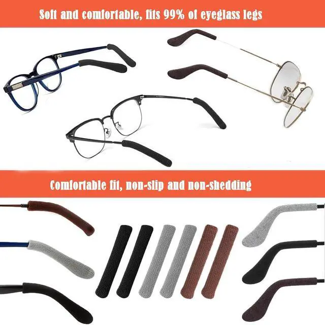 Alt view image 4 of 6 - Soft Knitting Cotton Fabric Glasses Ear Cushion, Upgrade Anti-Slip Elastic Comfort Eyeglass Ear Cushions Grips, Eyeglasses Temple Tips Sleeve Retainer for Glasses Sunglasses Eyewear Accessories