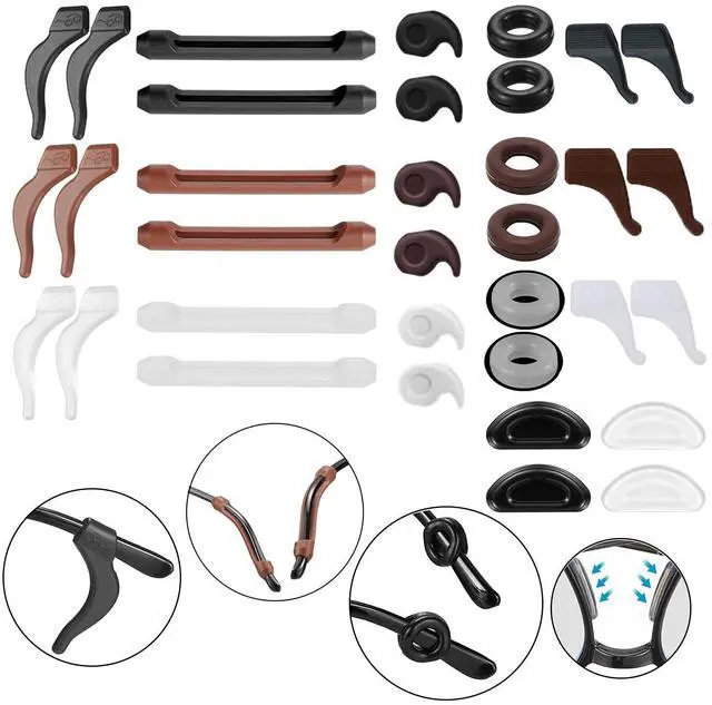 Main image of 34PCS Eyeglasses Retainers, Glasses Ear Grip, Eye Glasses Ear Grippers | Silicone Glasses Temple Holders, Anti-slip Protectors, Comfort Eyewear, Spectacle Stay Put