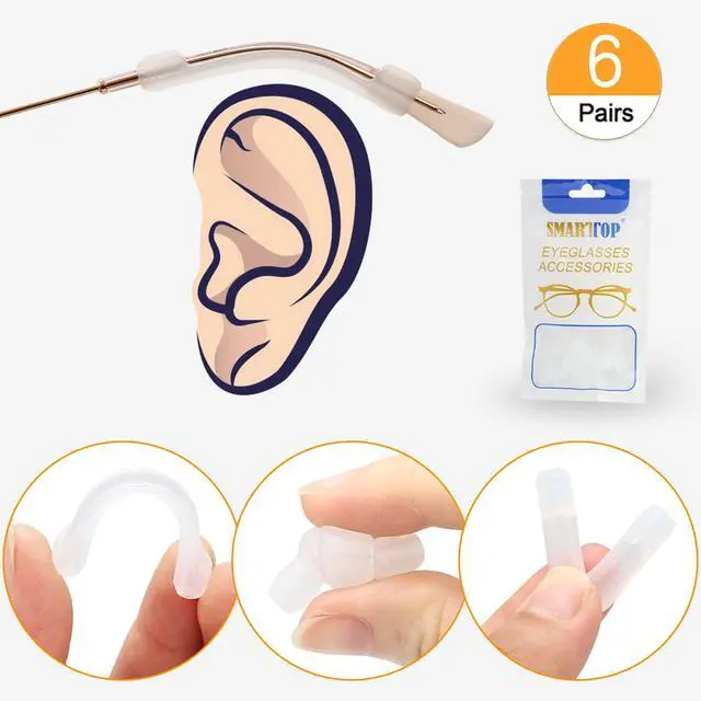 Alt view image 4 of 6 - Silicone Eyeglasses Temple Tips Sleeve Retainer, Anti-Slip Elastic Glasses Ear Grip Comfort Eyeglasses Retainers Behind The Ears for Reading Glasses Sunglasses