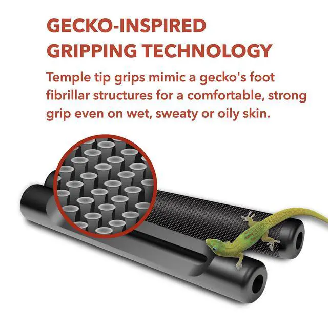 Alt view image 2 of 7 - Gecko Grip Anti Slip Temple Tips Grips for Glasses, 2 Pair, Black | Innovative Microstructured Fibers Tips, 49mm Length & 7mm Width Arm Sleeves, Eyeglass Cushions for Behind Ears, Made in USA