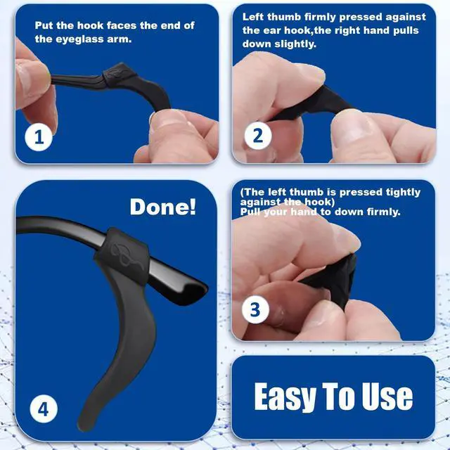 Alt view image 4 of 6 - Eyeglass Ear Grip-20 Pairs eye glasses ear grippers Anti-slip holders for ears,Silicone Ear Hook,glasses ear grip Retainer for Sports Glass Sunglasses Reading