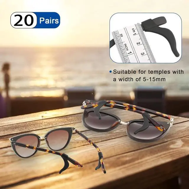 Alt view image 7 of 7 - 20 Pairs Eye Glasses Ear Grippers, Anti-Slip Glass Ear Hook Comfort Silicone Eyeglasses Ear Cushion for Behind the Ear for Glasses Sunglasses Reading Glasses Retainers for Kids Adults(Black +Clear)