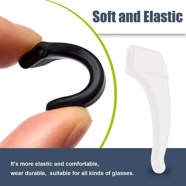 Alt view image 4 of 7 - 20 Pairs Anti-Slip Eyeglass Ear Grips Hook, Comfortable Silicone Elastic Eyeglasses Temple Tips Sleeve Retainer-For Eyeglasses Sunglasses Spectacles Glasses(Black+Clear+Brown)