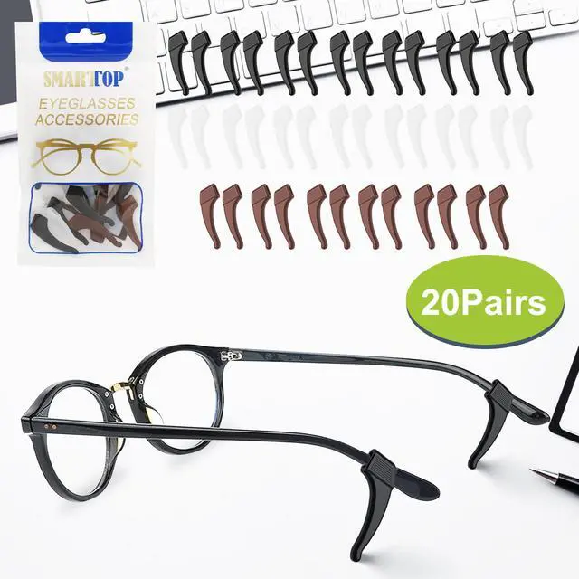 Alt view image 5 of 7 - 20 Pairs Anti-Slip Eyeglass Ear Grips Hook, Comfortable Silicone Elastic Eyeglasses Temple Tips Sleeve Retainer-For Eyeglasses Sunglasses Spectacles Glasses(Black+Clear+Brown)