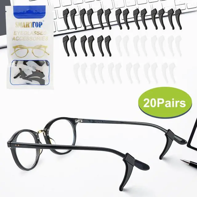Alt view image 5 of 7 - 20 Pairs Anti-Slip Eyeglass Ear Grips Hook, Comfortable Silicone Elastic Eyeglasses Temple Tips Sleeve Holder-For Eyeglasses Sunglasses Spectacles Glasses Reading (10 Black&10 Clear)