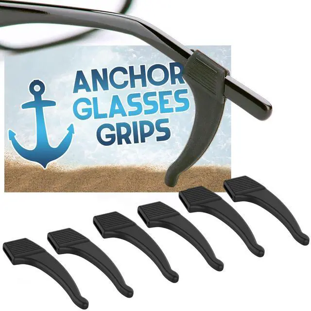 Main image of 3 Pack - Sunglasses Retainer Anti-Slip Glasses Grip Ear Hook Eyeglasses Anti-Slip Temple Tip Glasses Holder (Black)