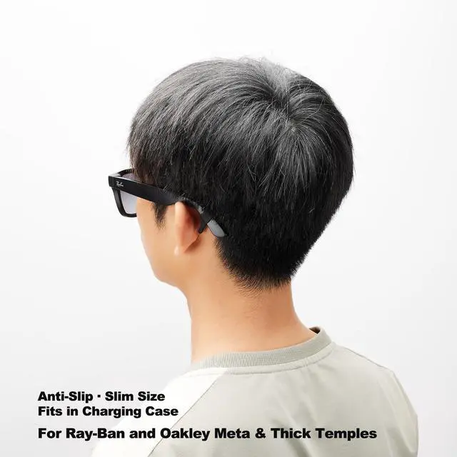 Alt view image 3 of 6 - Glasses Grips for RayBan Meta,Thick Temple Arms- Anti-Slip Silicone Eye Glasses Ear Grippers, Eyeglasses Ear Cushions, Sunglass Accessories, Holders, Hooks, Sleeve Retainer- 5 Pairs (Black)