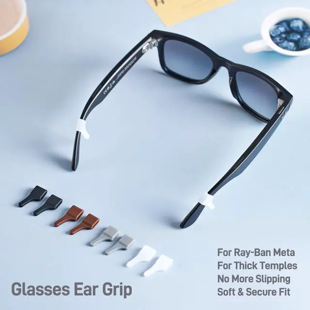 Alt view image 5 of 6 - Glasses Grips for RayBan Meta,Thick Temple Arms- Anti-Slip Silicone Eye Glasses Ear Grippers, Eyeglasses Ear Cushions, Sunglass Accessories, Holders, Hooks, Sleeve Retainer- 5 Pairs (Black)