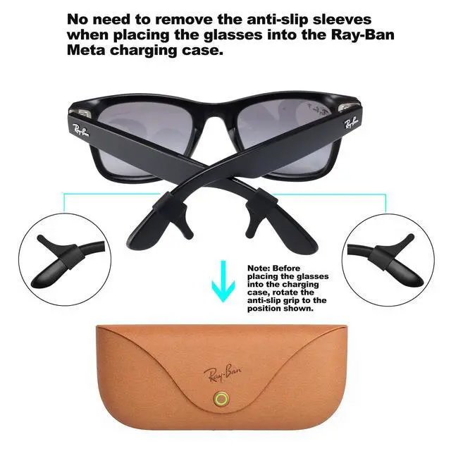 Alt view image 4 of 6 - Glasses Grips for RayBan Meta,Thick Temple Arms- Anti-Slip Silicone Eye Glasses Ear Grippers, Eyeglasses Ear Cushions, Sunglass Accessories, Holders, Hooks, Sleeve Retainer- 5 Pairs (Black)