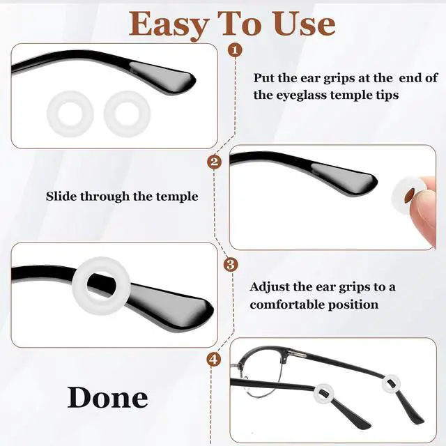Alt view image 5 of 7 - 14 Pairs Eyeglass Ear Grips Sleeve Holder-Eyeglasses Ear Hooks -Comfort Anti-Slip glasses ear grip-For Kids and Adults Sunglasses, Reading Glasses, Sport Eyewear (Clear)