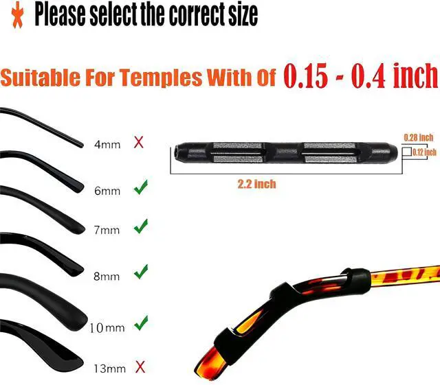 Alt view image 2 of 7 - Eyeglass Ear Cushions, 7 Pairs Soft Silicone Anti Slip Glasses Ear Grip Temple Tips Comfort Ear Hook Pads, Non-Slip Flexible Eyewear Holder for Sports Running Daily Outdoor Wear (black, all)