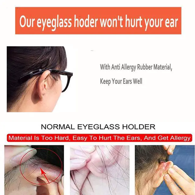 Alt view image 5 of 7 - Eyeglass Ear Cushions, 7 Pairs Soft Silicone Anti Slip Glasses Ear Grip Temple Tips Comfort Ear Hook Pads, Non-Slip Flexible Eyewear Holder for Sports Running Daily Outdoor Wear (black, all)