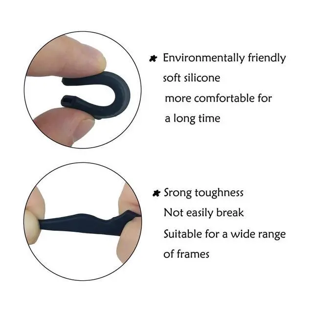 Alt view image 4 of 6 - 22 Pairs Black Silicone Eyeglass Ear Grip with Storage Box, Anti Slip Eyeglass Retainer, Premium Silicone Ear Hook, Never Worry About Missing Your Glasses or Sunglasses Again