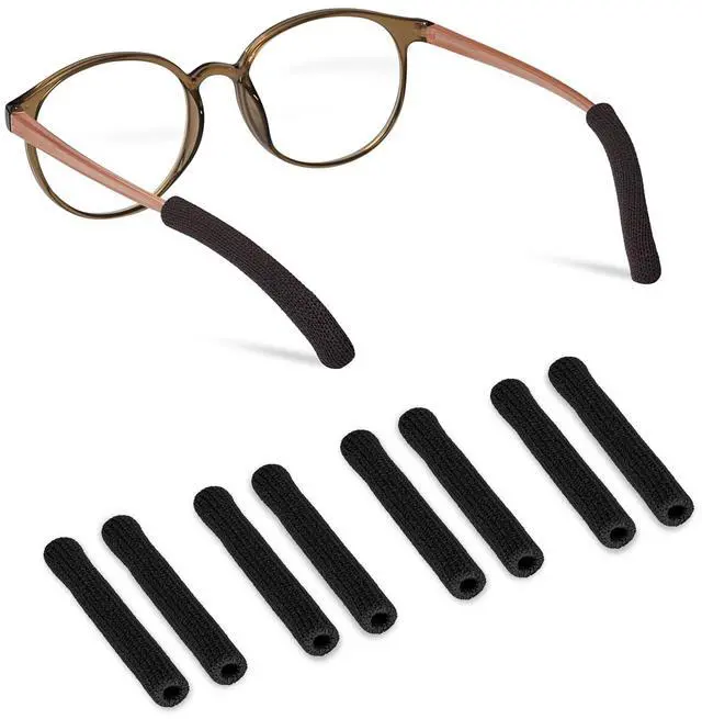 Main image of Sports Eyeglass Ear Grips, Sweat-Wicking Non-Slip 4Pairs_Black | Soft cotton knit, stretch up to 90mm, fits 4-7mm temples. Secure grip for sports & daily, lightweight & breathable