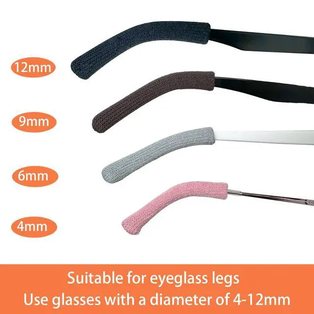 Alt view image 5 of 6 - Sports Eyeglass Ear Grips, Sweat-Wicking Non-Slip 4Pairs_Black | Soft cotton knit, stretch up to 90mm, fits 4-7mm temples. Secure grip for sports & daily, lightweight & breathable